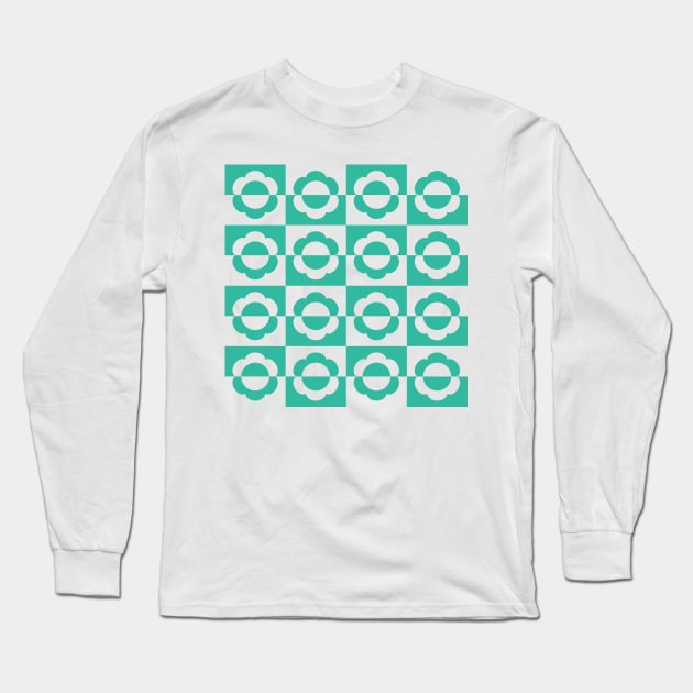 Mayapple Checkerboard Teal Long Sleeve T-Shirt by Cascade Patterns